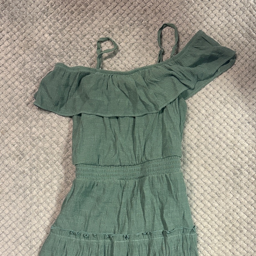 Green Off-Shoulder Dress Girls